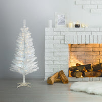 4 ft. Pre-Lit Tinsel Collection White Iridescent Tree with Clear Lights - National Tree Company