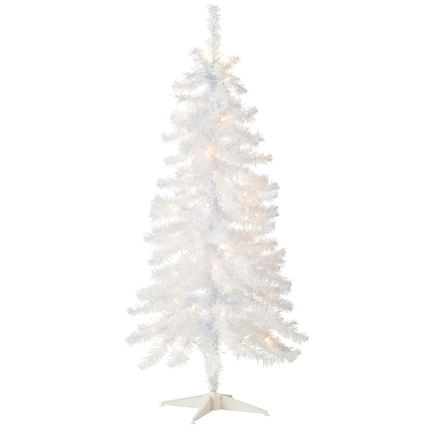 4 ft. Pre-Lit Tinsel Collection White Iridescent Tree with Clear Lights - National Tree Company