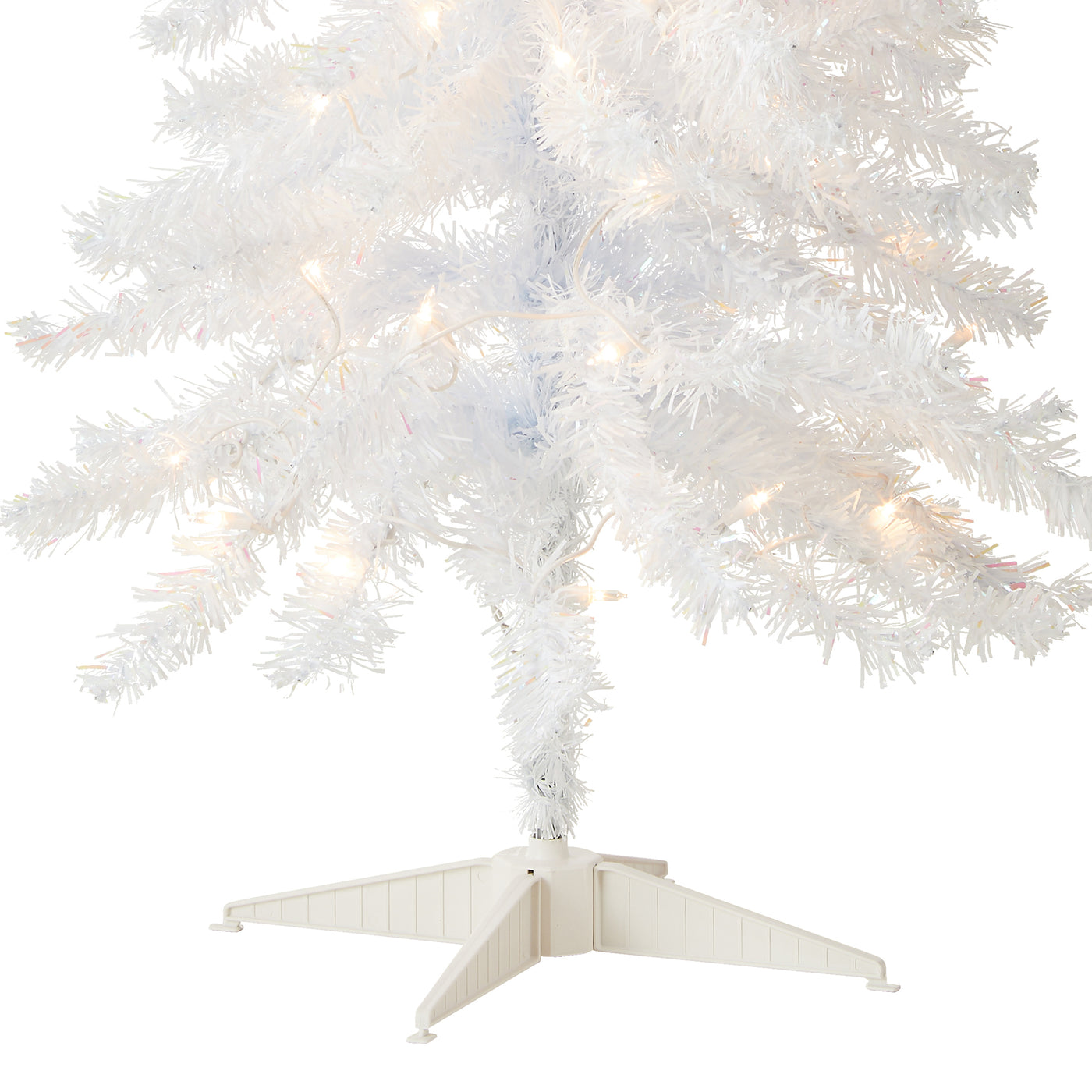 4 ft. Pre-Lit Tinsel Collection White Iridescent Tree with Clear Lights - National Tree Company