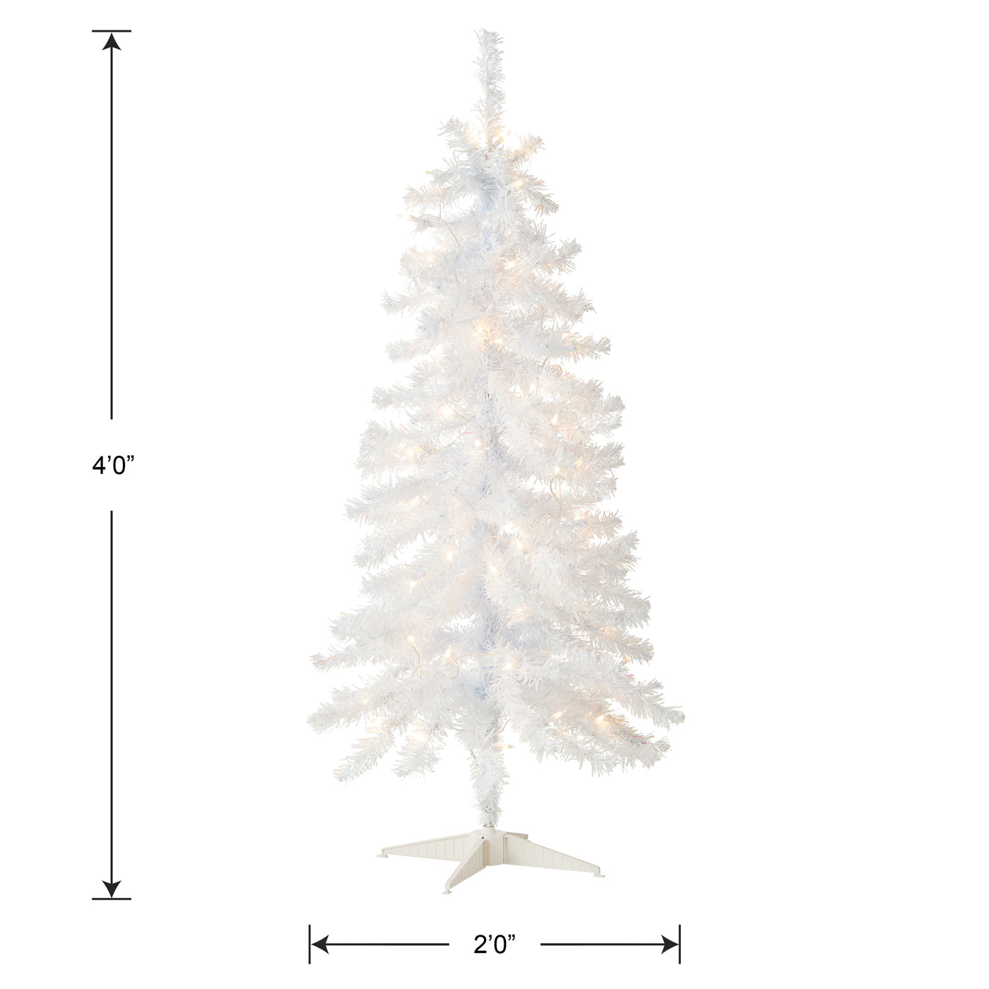 4 ft. Pre-Lit Tinsel Collection White Iridescent Tree with Clear Lights - National Tree Company