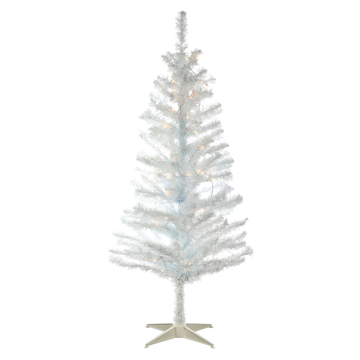 4 ft. Pre-Lit Tinsel Collection White Iridescent Tree with Clear Lights, Plug-In - National Tree Company