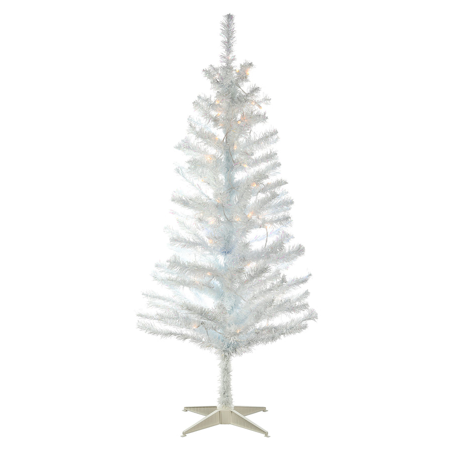 4 ft. Pre-Lit Tinsel Collection White Iridescent Tree with Clear Lights, Plug-In - National Tree Company
