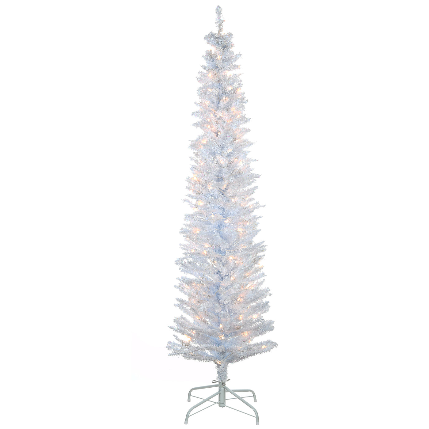 6 ft. Pre-Lit Tinsel Collection White Iridescent Tree with Clear Lights - National Tree Company