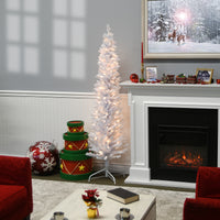 6 ft. Pre-Lit Tinsel Collection White Iridescent Tree with Clear Lights - National Tree Company