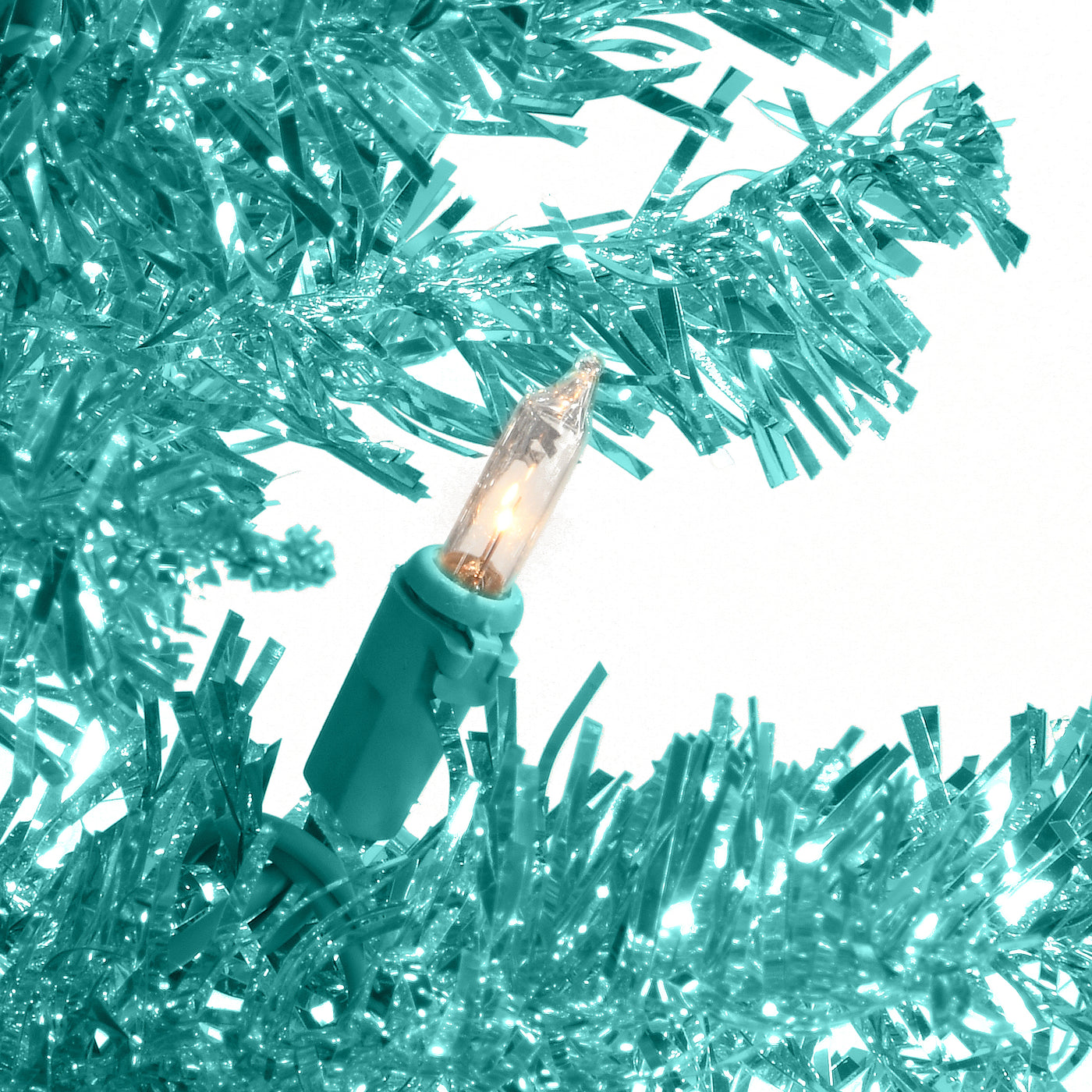 4 ft. Pre-Lit Tinsel Collection Turquoise Tree with Clear Lights, Plug-In - National Tree Company