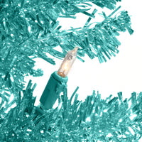 4 ft. Pre-Lit Tinsel Collection Turquoise Tree with Clear Lights, Plug-In - National Tree Company