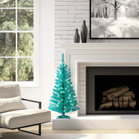 4 ft. Pre-Lit Tinsel Collection Turquoise Tree with Clear Lights - National Tree Company