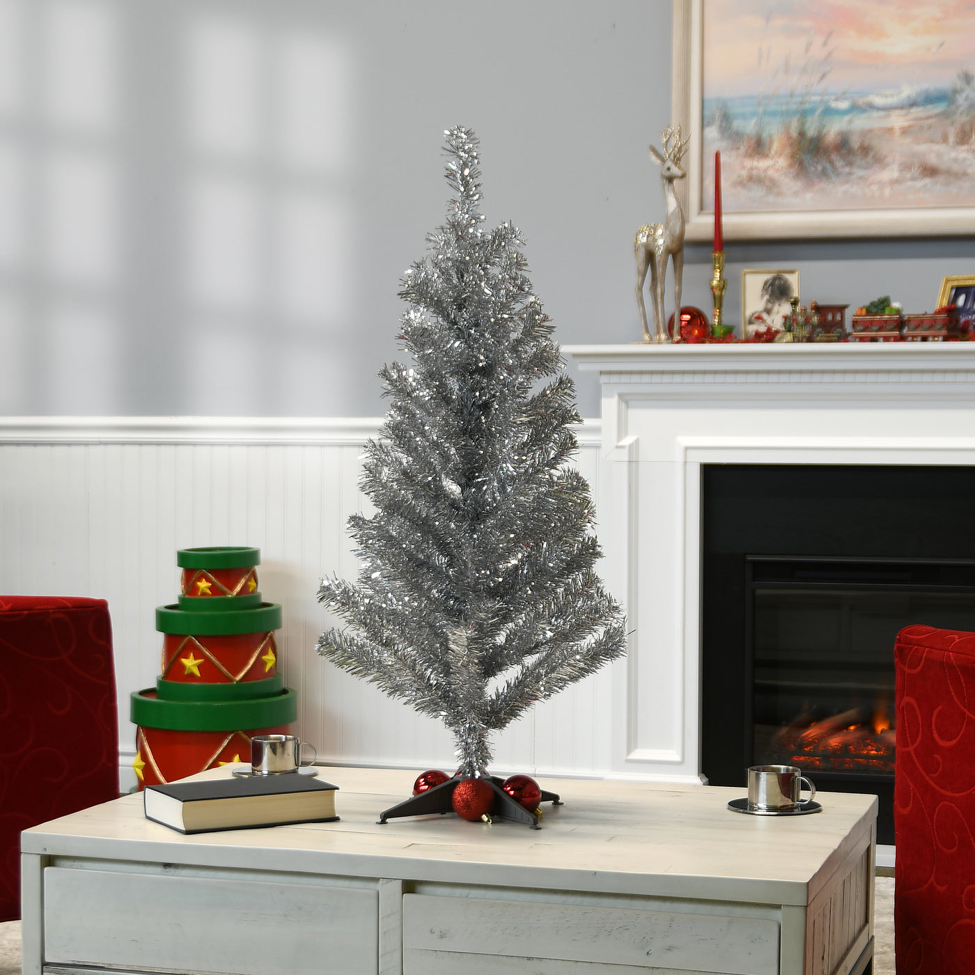 3 ft. Tinsel Collection Silver Tree - National Tree Company