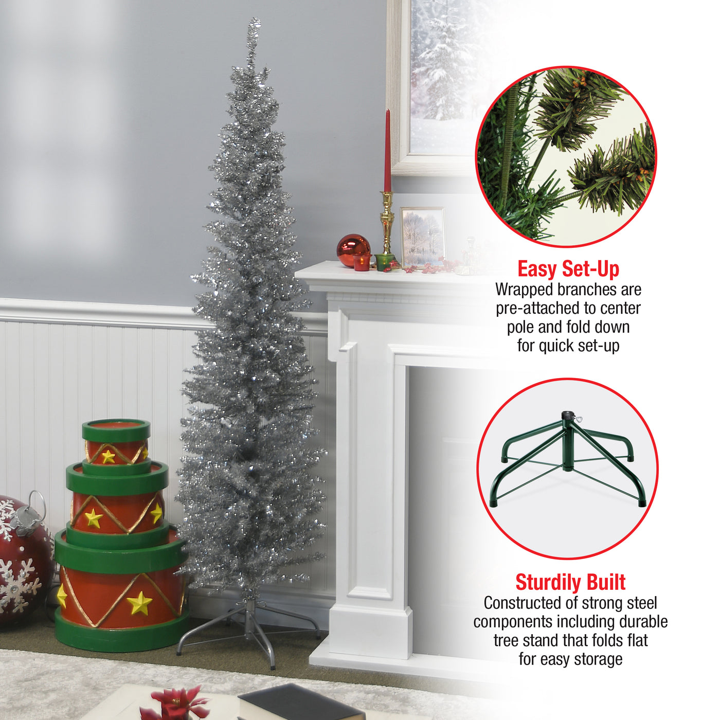 6 ft. Tinsel Collection Silver Tree - National Tree Company
