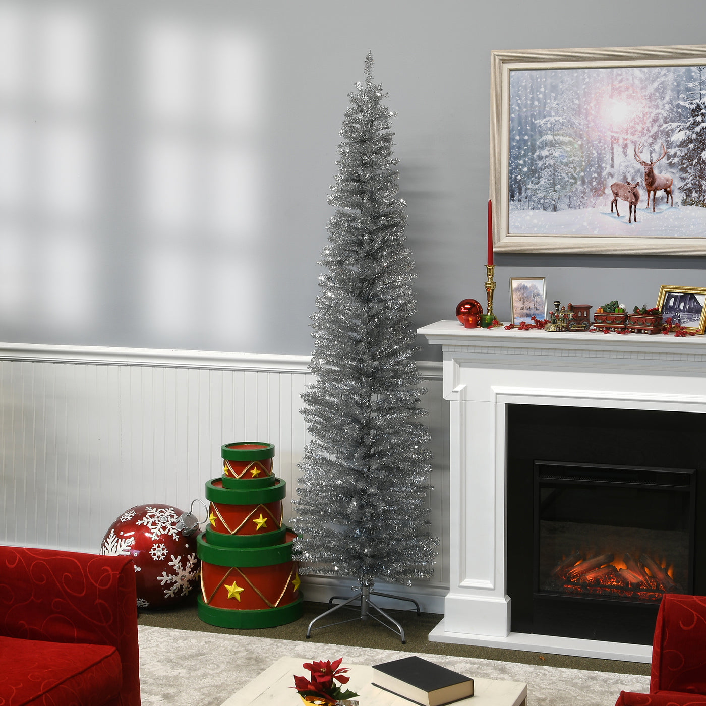 7 ft. Tinsel Collection Silver Tree - National Tree Company