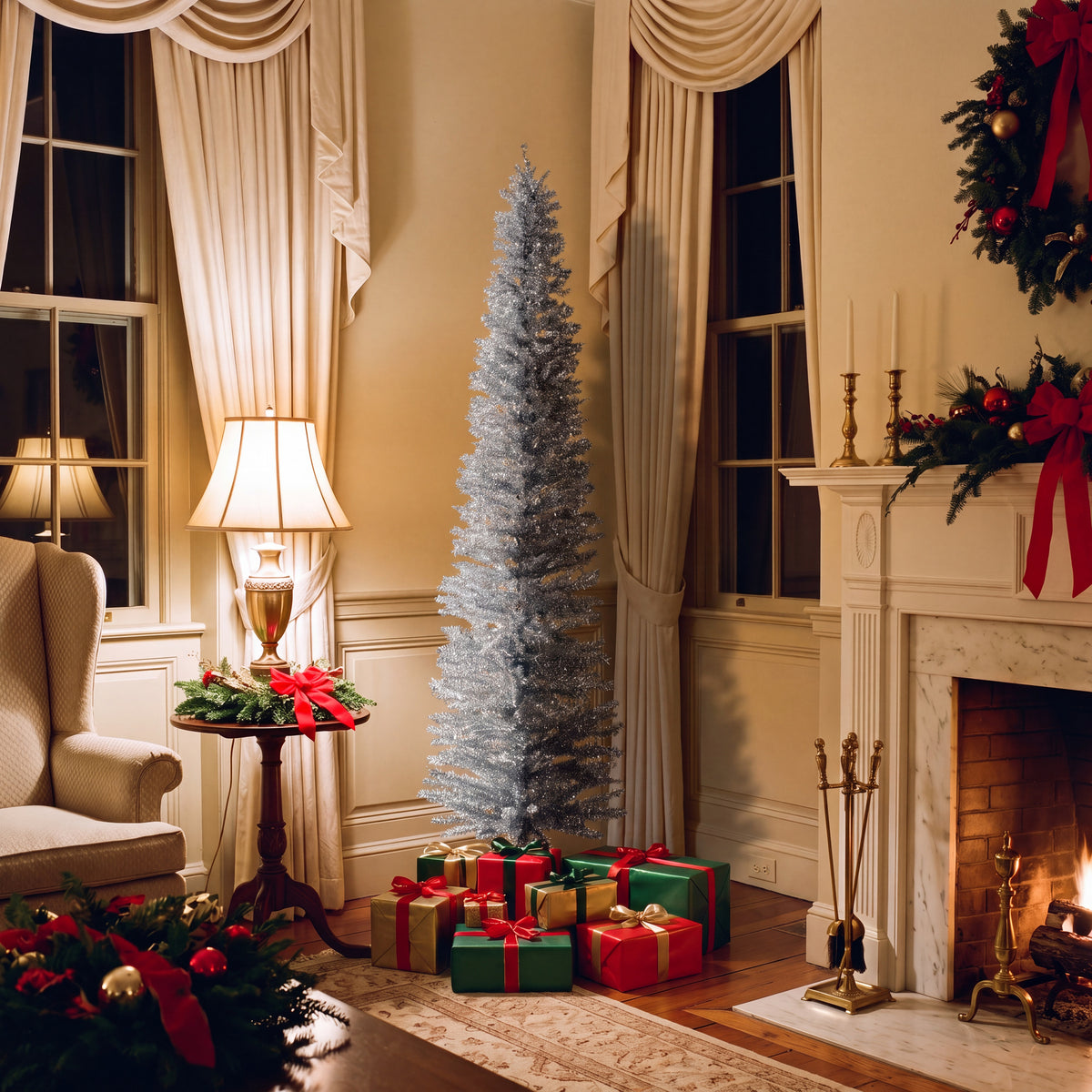 7 ft. Tinsel Collection Silver Tree - National Tree Company