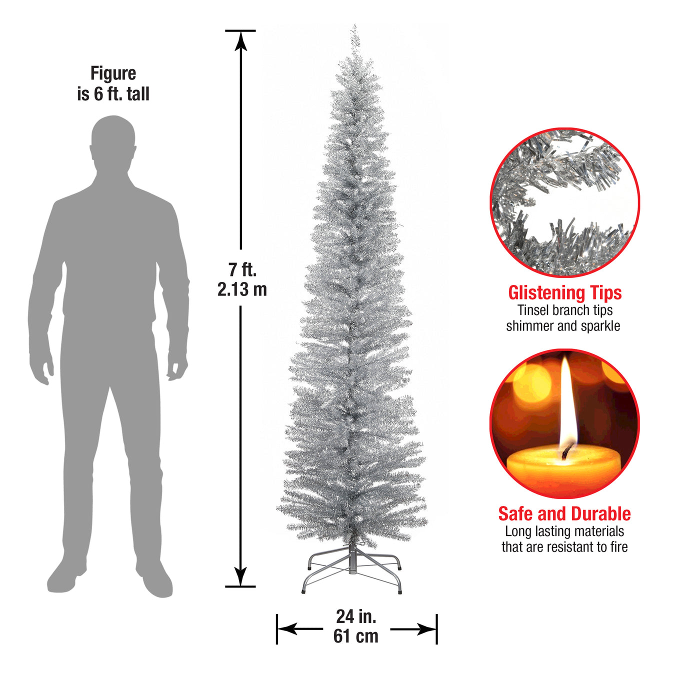 7 ft. Tinsel Collection Silver Tree - National Tree Company