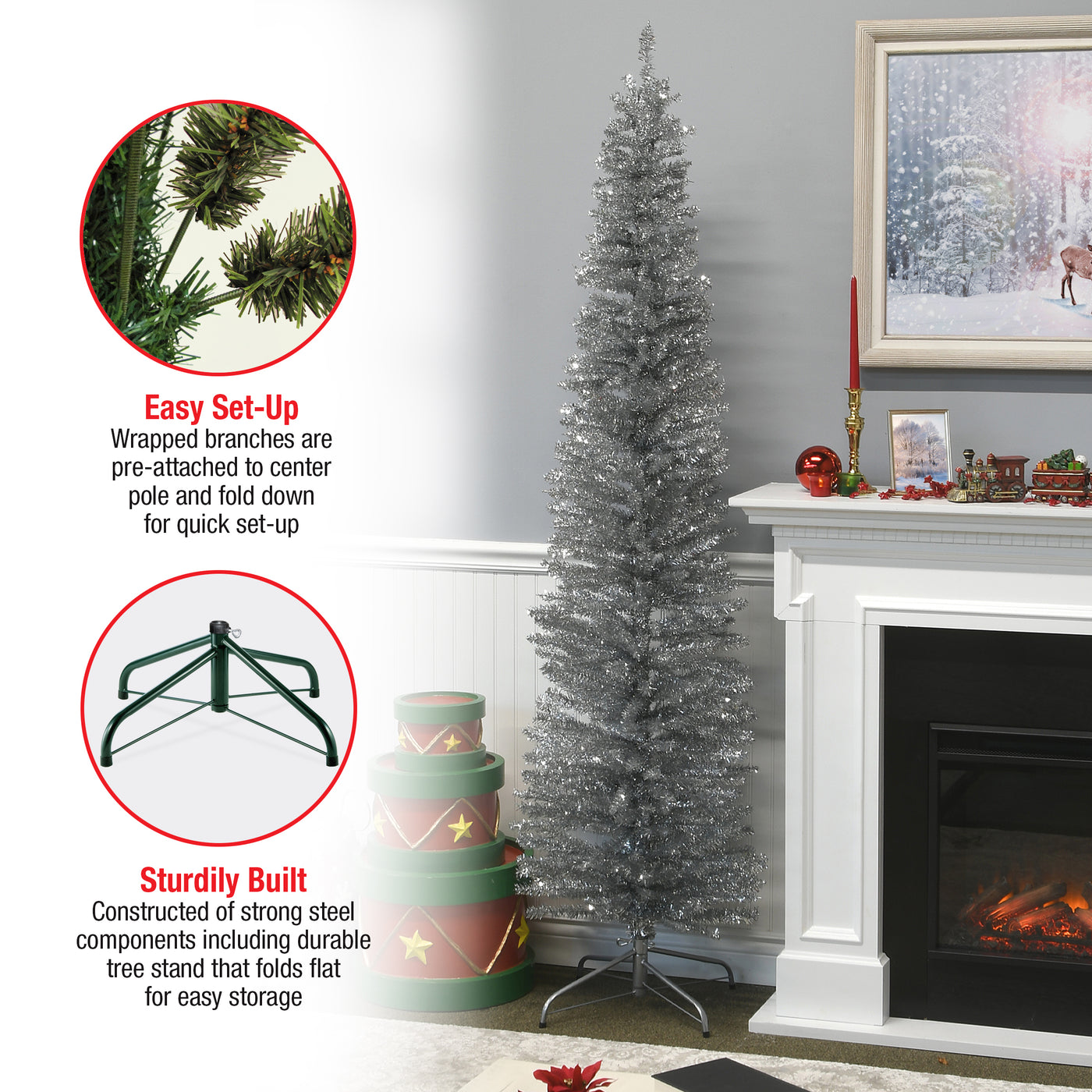 7 ft. Tinsel Collection Silver Tree - National Tree Company