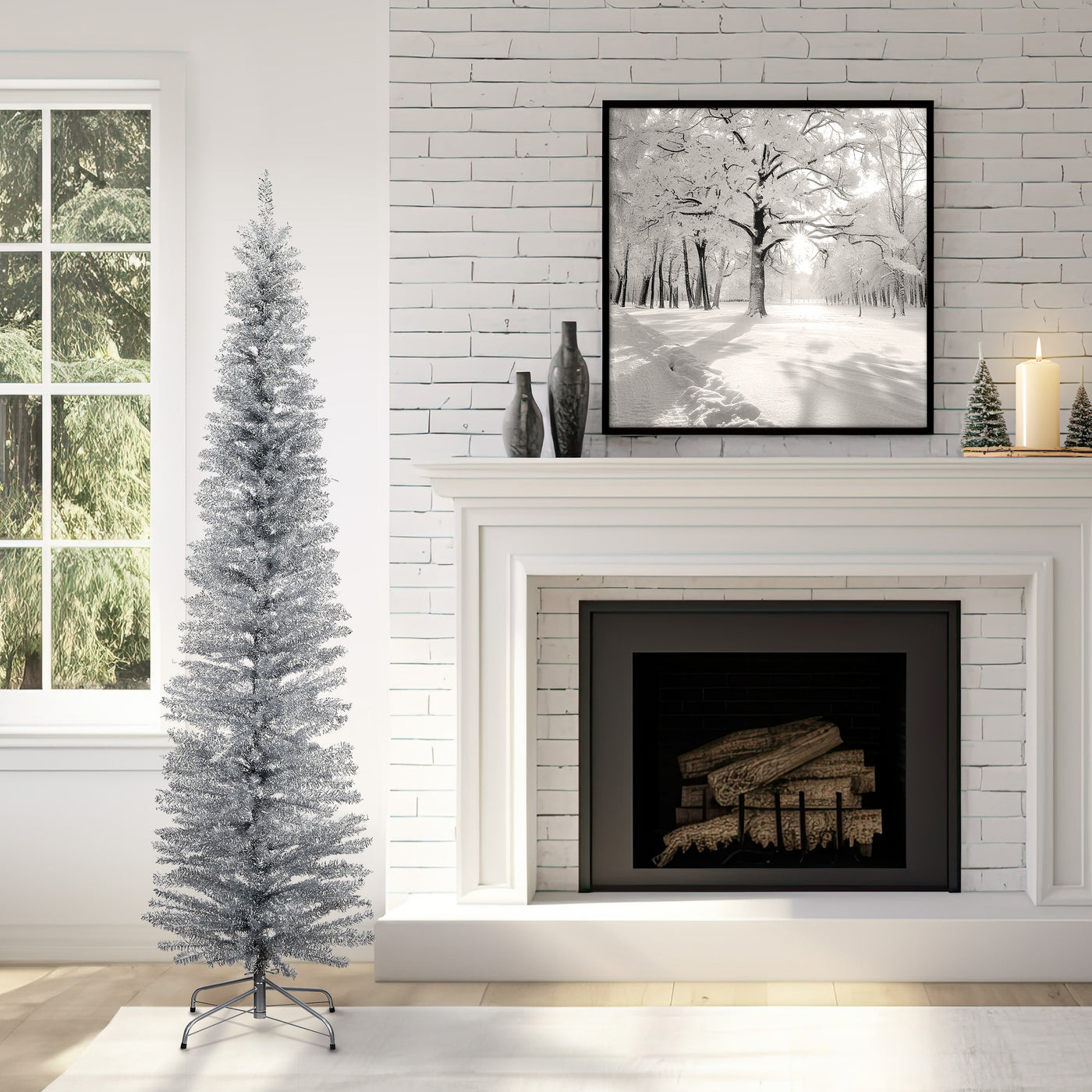 7 ft. Tinsel Collection Silver Tree - National Tree Company