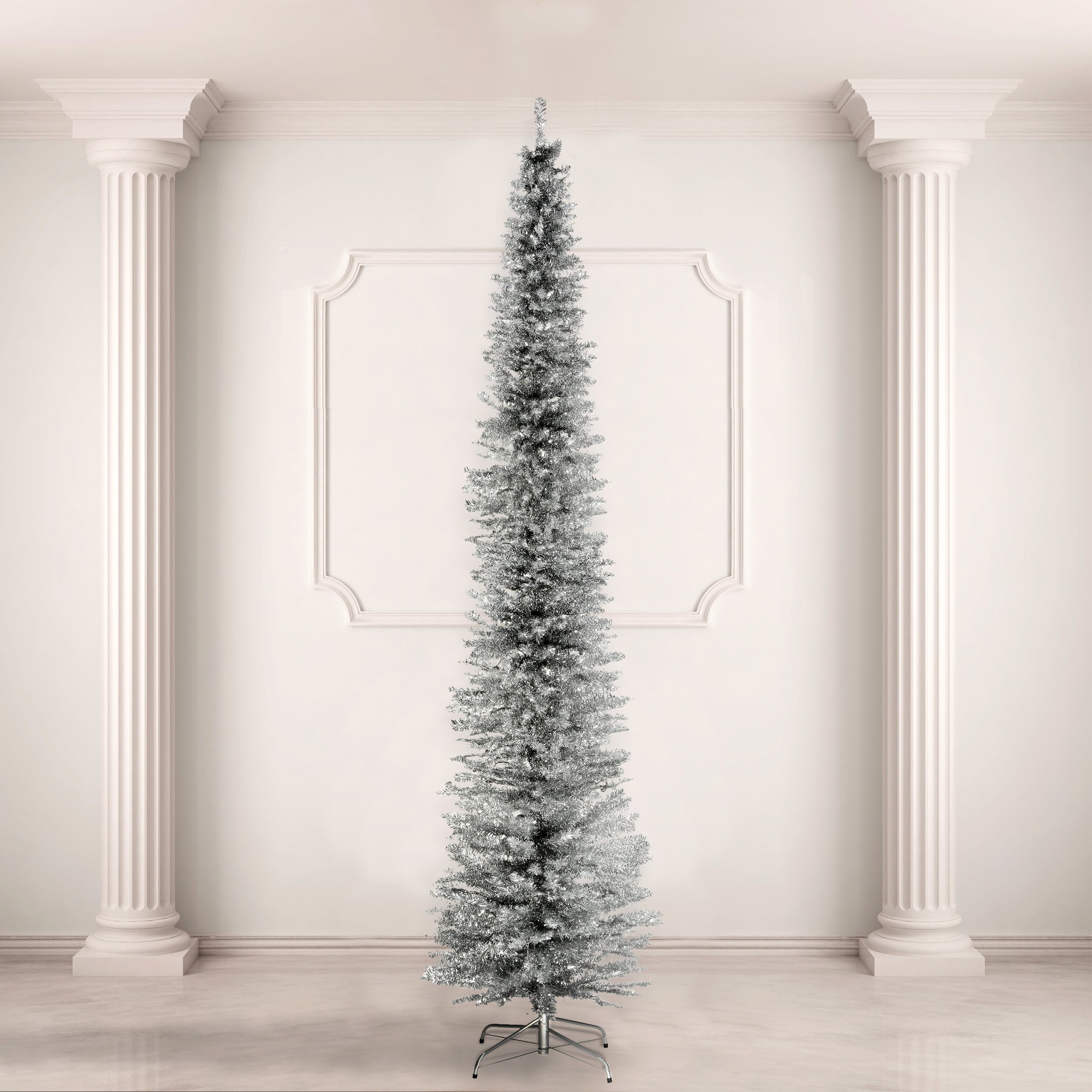 National Tree shops Company 9-ft Champagne Tinsel Tree