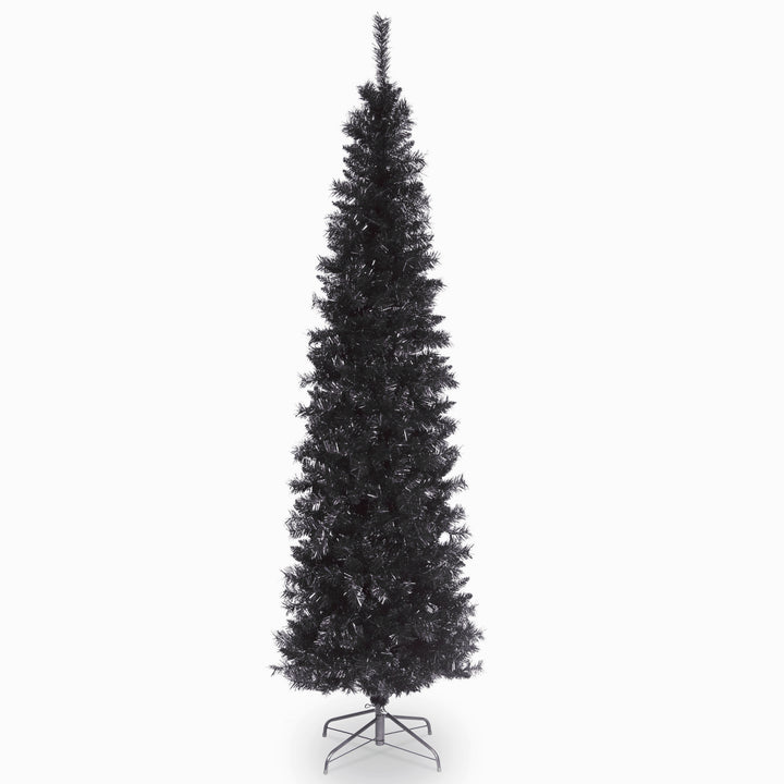 Artificial Christmas Tree, Black Tinsel, Includes Stand, 6 feet