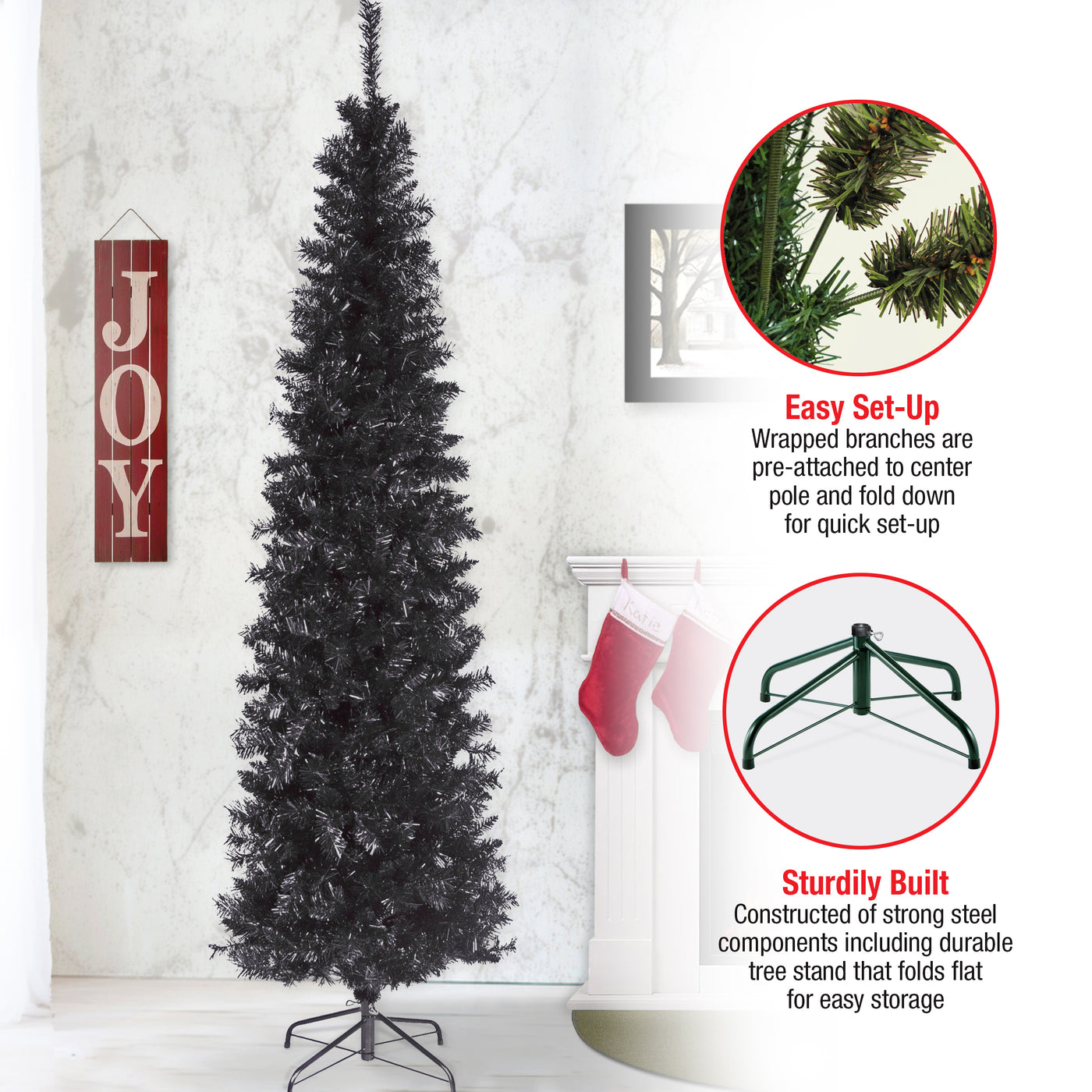 6 ft. Tinsel Collection Black Tree - National Tree Company