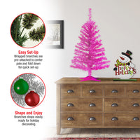 3 ft. Tinsel Collection Magenta Pink Tree - National Tree Company