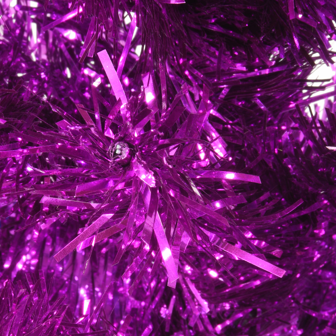 Artificial Christmas Tree, Purple Tinsel, Includes Stand, 6 feet