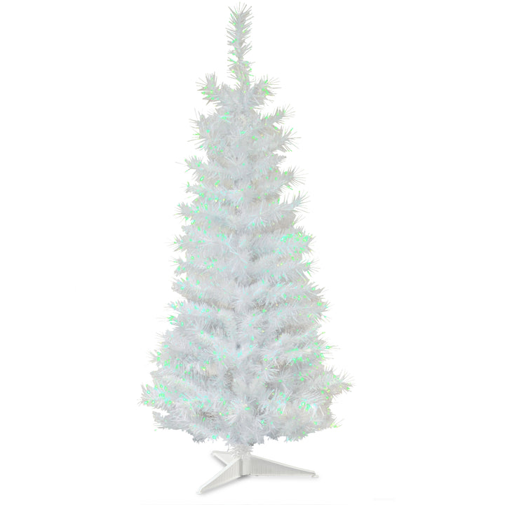 Artificial Christmas Tree, White Tinsel, Includes Stand, 3 feet
