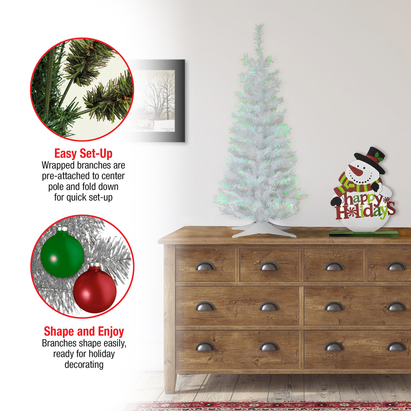 3 ft. Tinsel Collection White Iridescent Tree - National Tree Company