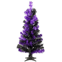 Halloween Tinsel Tree, Black, Purple, 24 in - National Tree Company