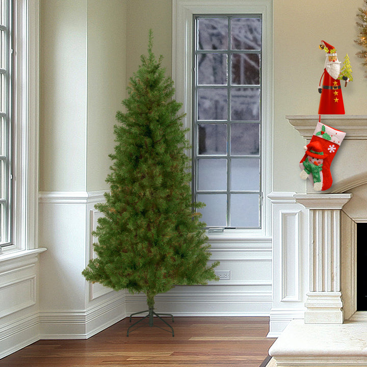 Artificial Christmas Tree, Canadian Grande Fir, Green, White Lights, Includes Metal Base, 7.5 Feet