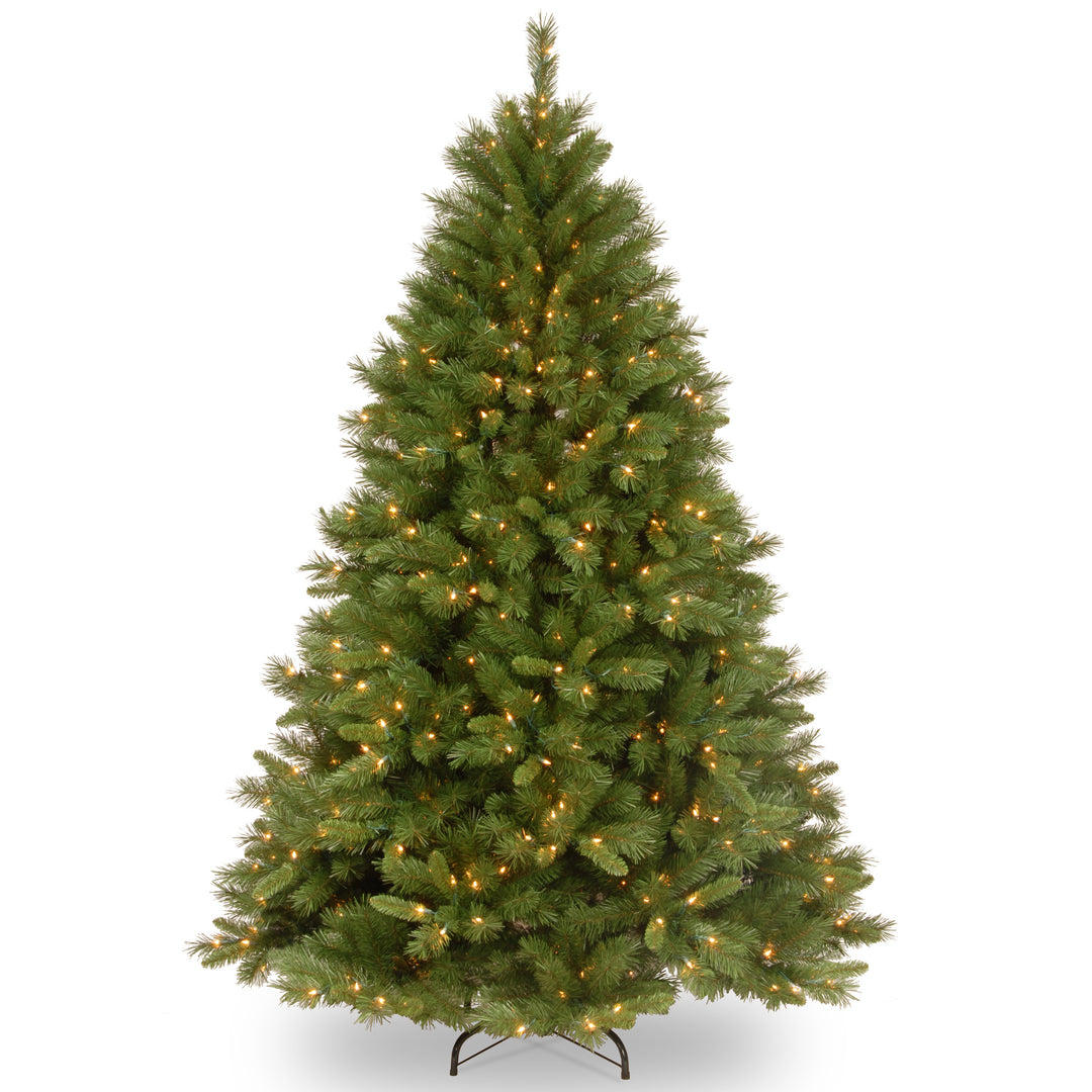 Pre-Lit Artificial Christmas Tree, Winchester Pine, Green, White Lights, Includes Stand, 6.5 Feet