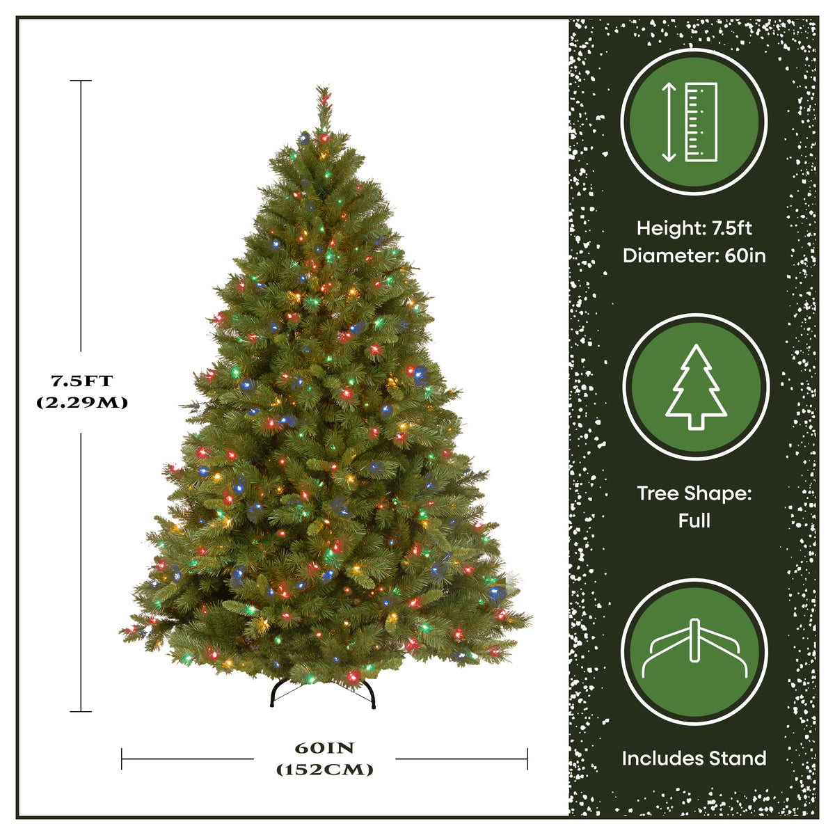 7.5 ft. Pre-Lit Winchester Pine Hinged Tree with Multicolor Lights, Plug-In - National Tree Company