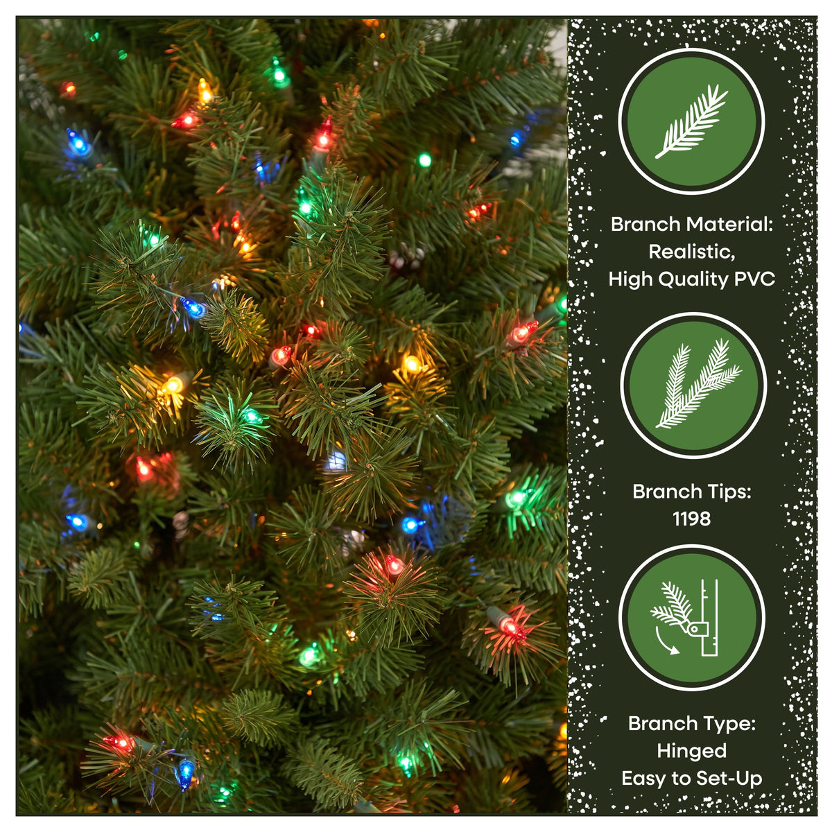 7.5 ft. Pre-Lit Winchester Pine Hinged Tree with Multicolor Lights, Plug-In - National Tree Company