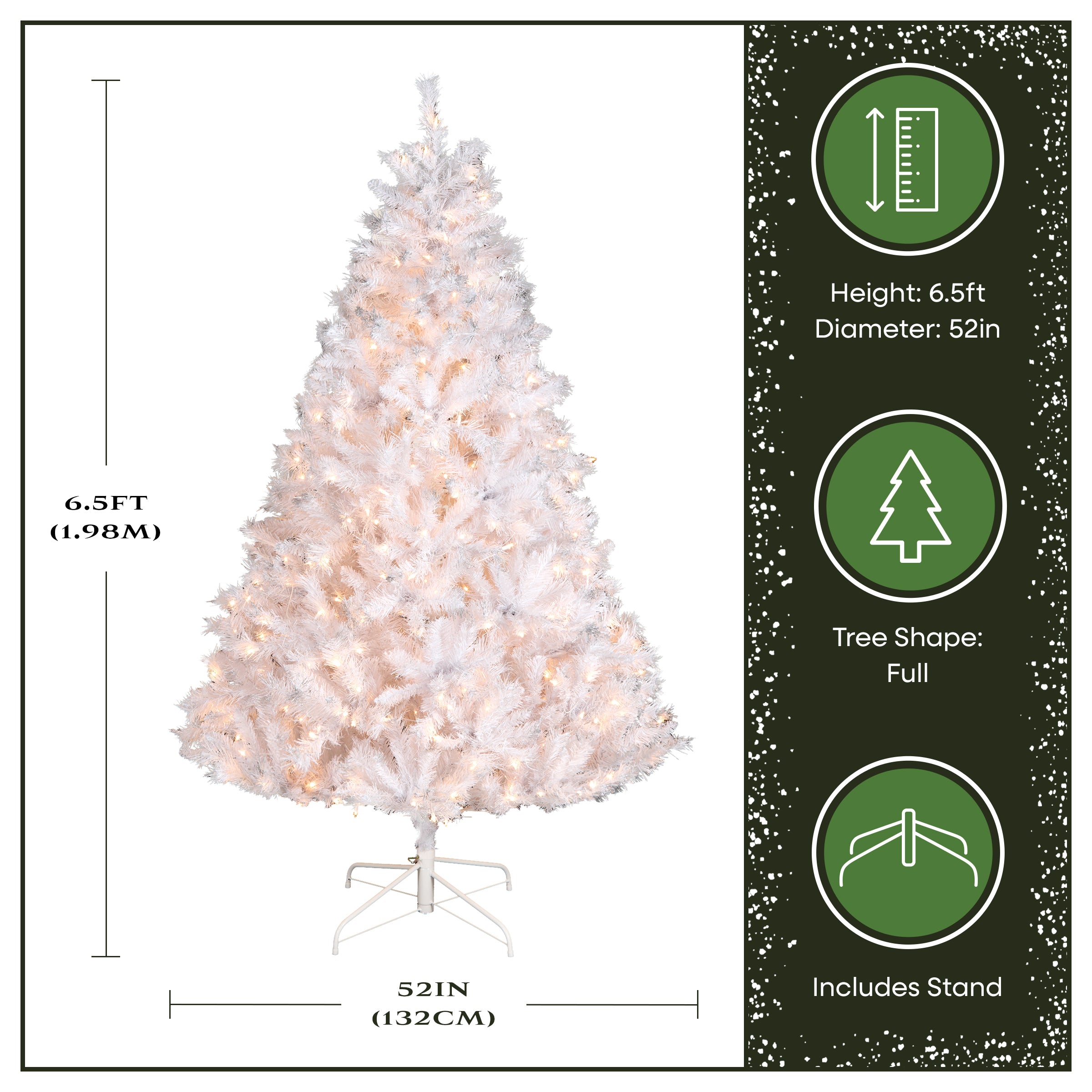 6.5 ft. Pre-Lit Winchester Pine White Tree with Clear Lights, Plug