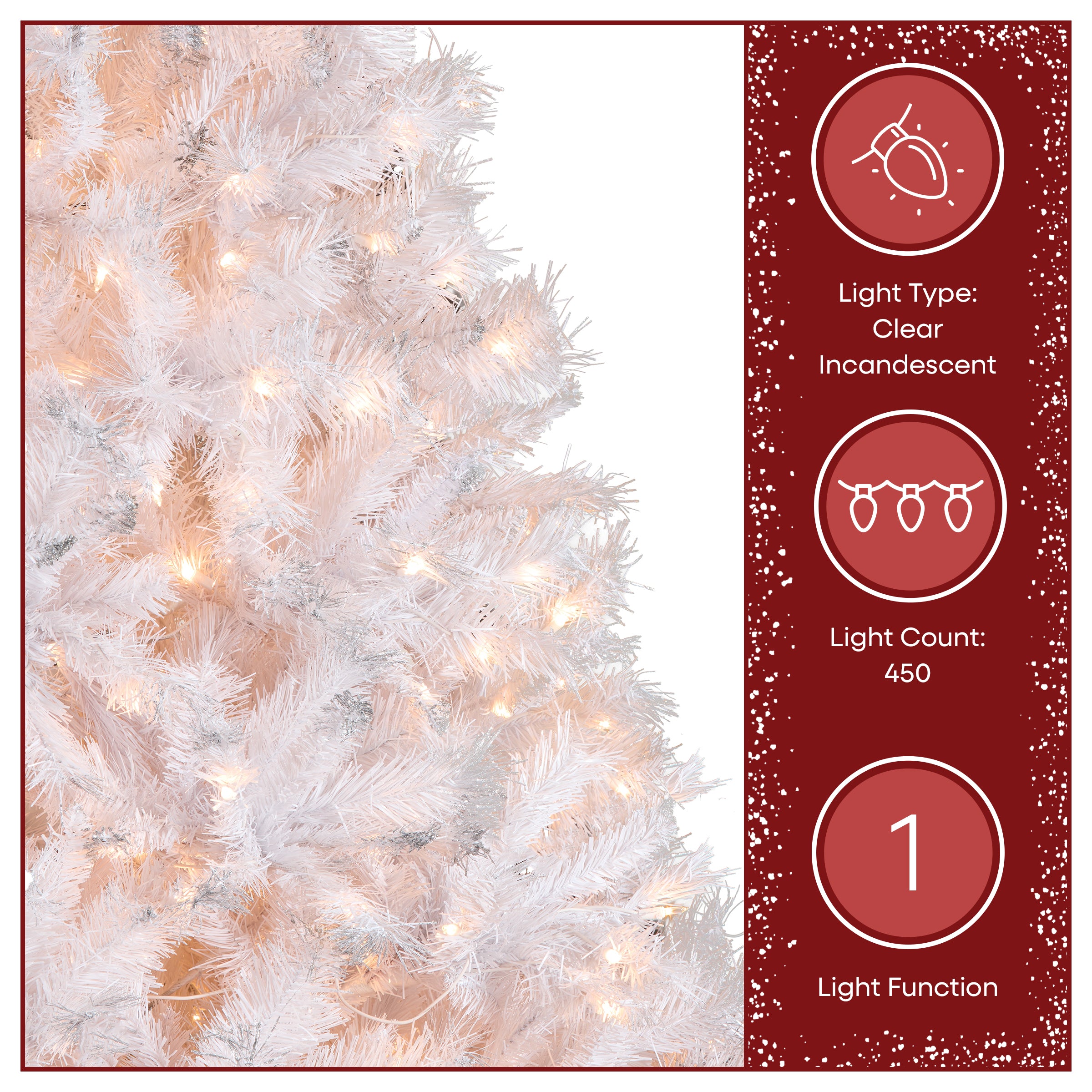 コンティの木 7 ft. Pre-Lit Winchester Pine White Tree with Clear Lights, Plug