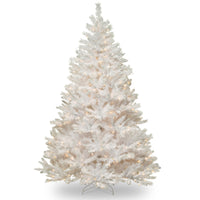 7.5 ft. Pre-Lit Winchester Pine White Tree with Clear Lights and Silver Glitter - National Tree Company