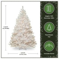 7.5 ft. Pre-Lit Winchester Pine White Hinged Tree with Clear Lights and Silver Glitter, Plug-In - National Tree Company