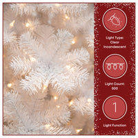 7.5 ft. Pre-Lit Winchester Pine White Hinged Tree with Clear Lights and Silver Glitter, Plug-In - National Tree Company