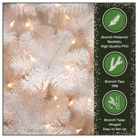 7.5 ft. Pre-Lit Winchester Pine White Hinged Tree with Clear Lights and Silver Glitter, Plug-In - National Tree Company
