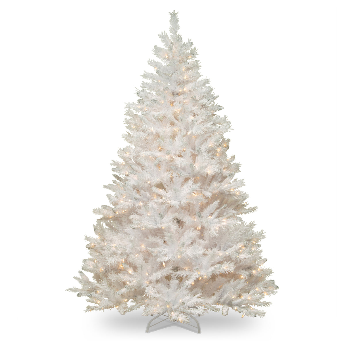 7.5 ft. Pre-Lit Winchester Pine White Hinged Tree with Clear Lights and Silver Glitter, Plug-In - National Tree Company