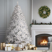 7.5 ft. Pre-Lit Winchester Pine White Tree with Clear Lights and Silver Glitter - National Tree Company