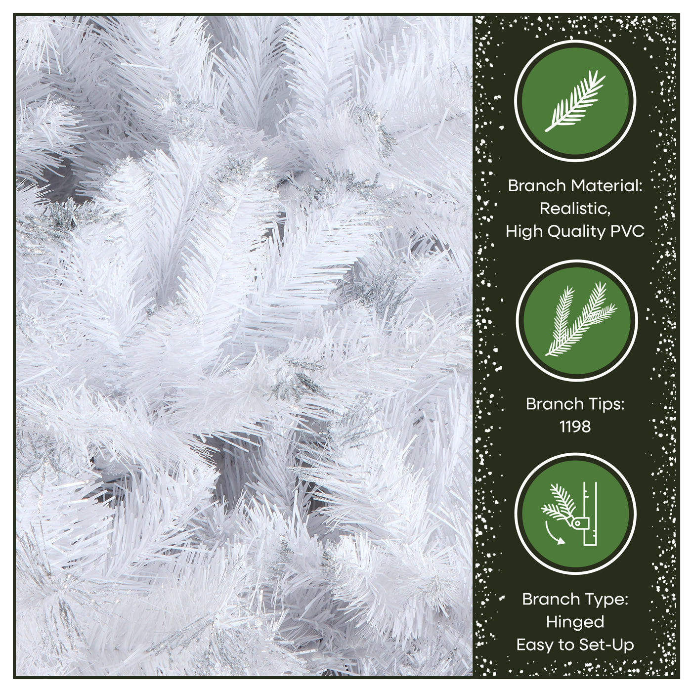 7.5 ft. Pre-Lit Winchester Pine White Tree with Clear Lights and Silver Glitter - National Tree Company