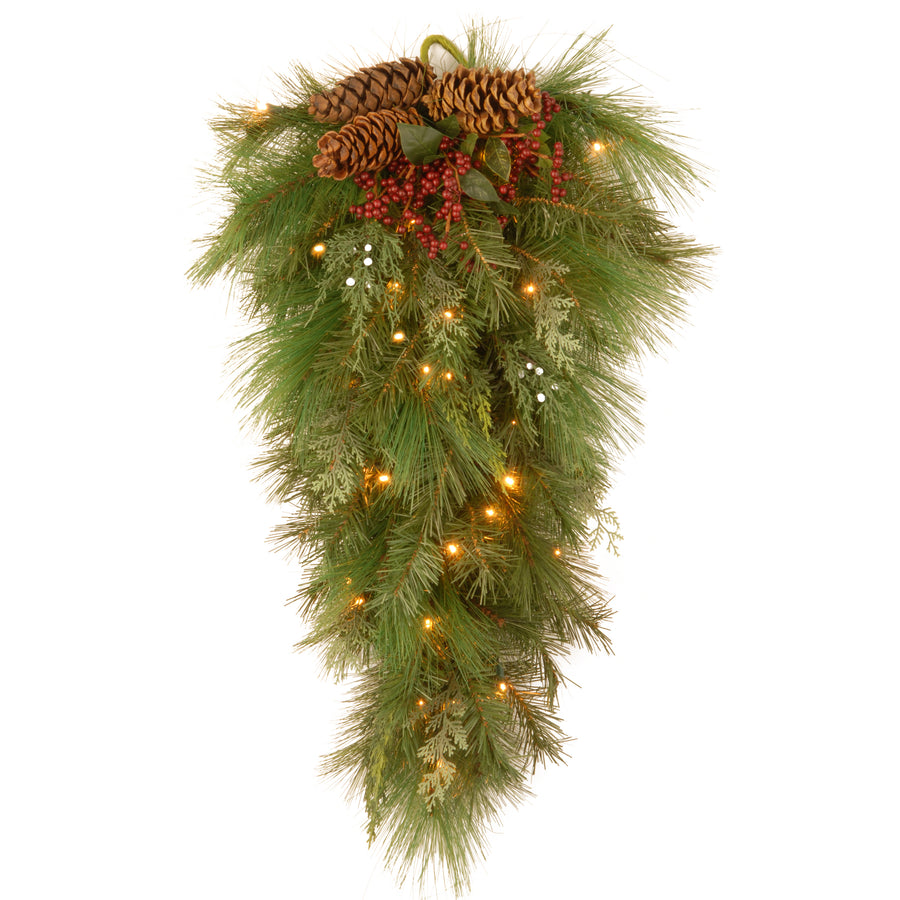 28 in. Pre-Lit White Pine Teardrop with Warm White LED Lights - National Tree Company