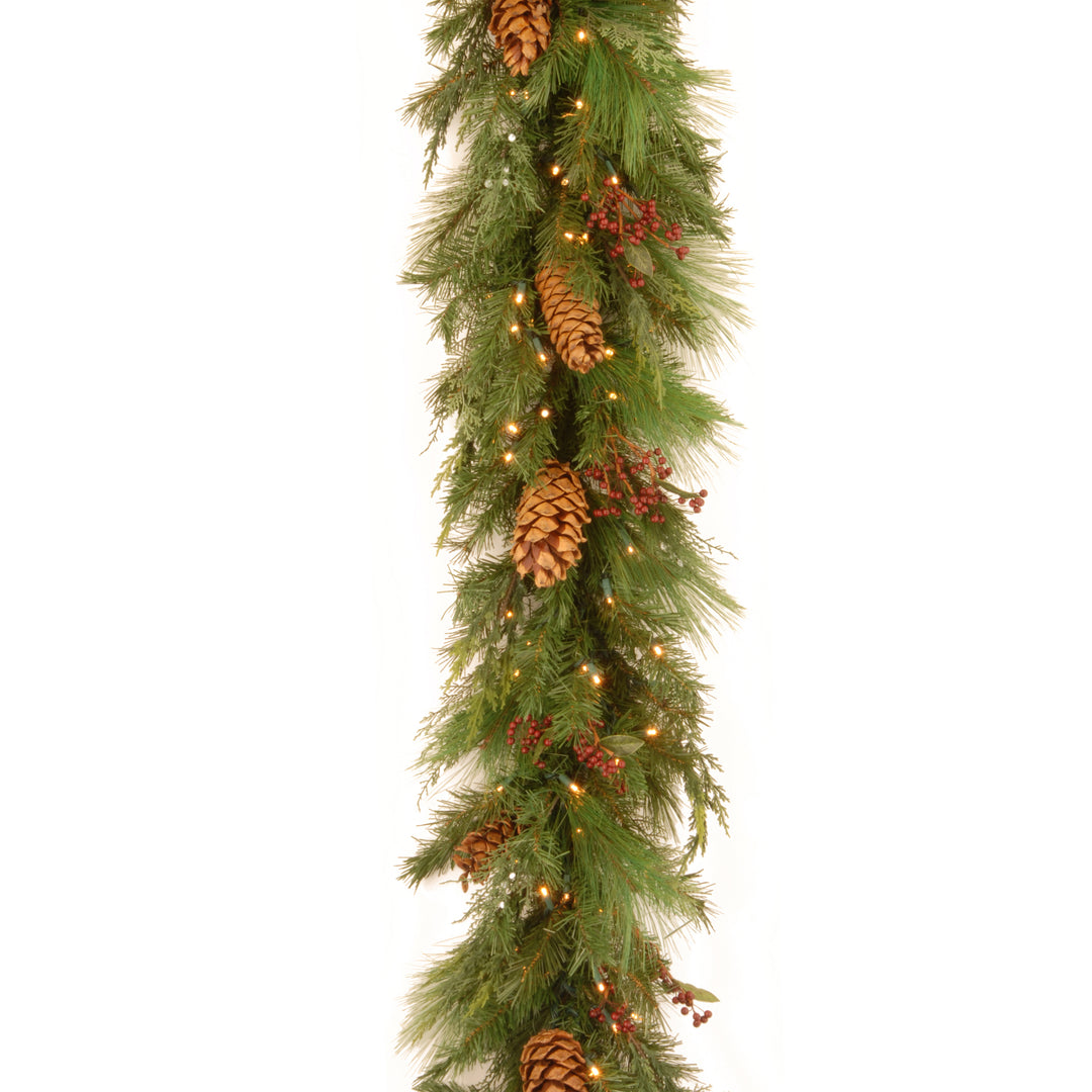 National Tree Company Artificial Christmas Garland, Green, White Pine, Decorated With Pine Cones, Berry Clusters, Christmas Collection, 6 Feet