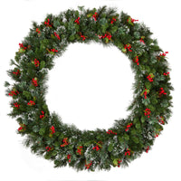 48 in. Pre-Lit Wintry Pine Wreath with Clear Lights, Plug-In - National Tree Company
