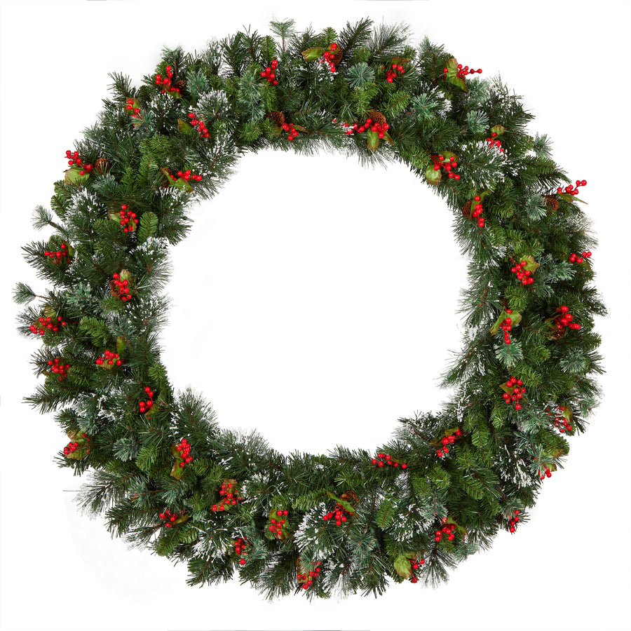48 in. Pre-Lit Wintry Pine Wreath with Clear Lights, Plug-In - National Tree Company