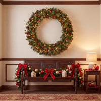 48 in. Pre-Lit Wintry Pine Wreath with Clear Lights, Plug-In - National Tree Company