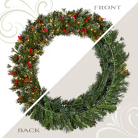 48 in. Pre-Lit Wintry Pine Wreath with Clear Lights, Plug-In - National Tree Company