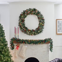 48 in. Pre-Lit Wintry Pine Wreath with Clear Lights - National Tree Company