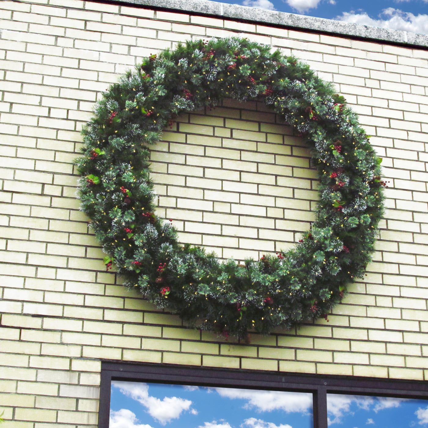 60 in. Pre-Lit Wintry Pine Wreath with Clear Lights - National Tree Company