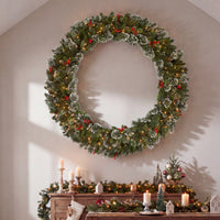 60 in. Pre-Lit Wintry Pine Wreath with Warm White Lights, Plug-In - National Tree Company