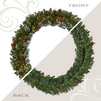 60 in. Pre-Lit Wintry Pine Wreath with Warm White Lights, Plug-In - National Tree Company