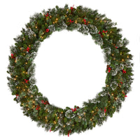 60 in. Pre-Lit Wintry Pine Wreath with Warm White Lights, Plug-In - National Tree Company